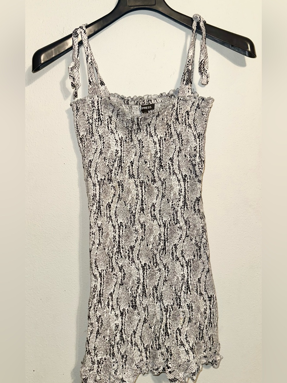 Express Gray and Black Snakeskin Print Dress